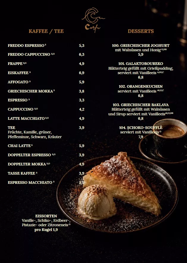 Kaffe, Tee, Desserts