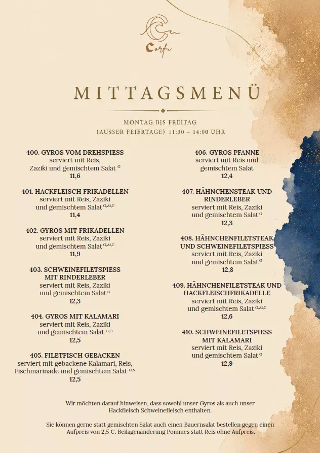 Mittagsmenü