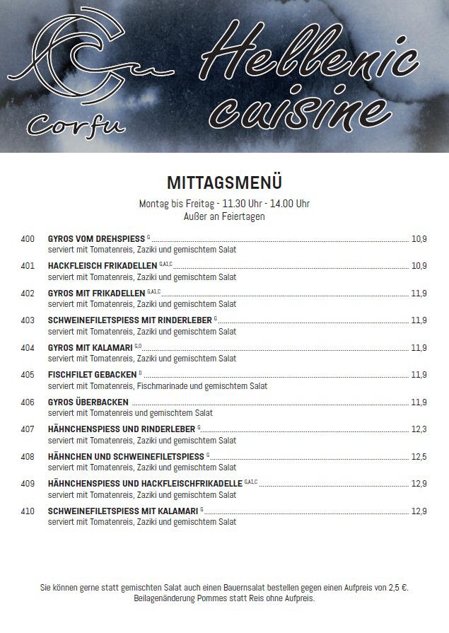 Mittagsmenü